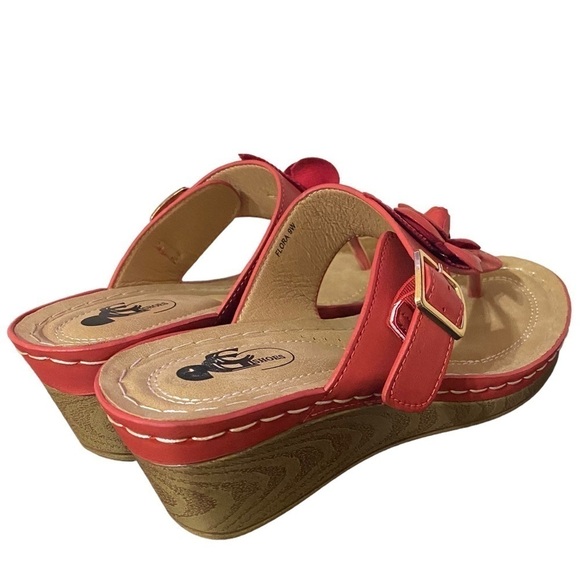 GC Sydney Rosette Padded Thong Wedge Sandals, Women’s 9W Coral NWOT - Picture 13 of 13